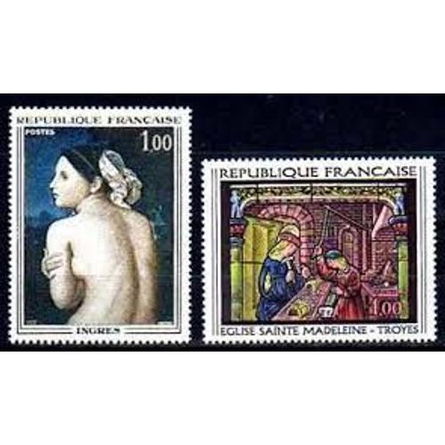 Art : Oeuvres De Dominique Ingre Et Vitrail De Troyes La Paire Année 1967 N° 1530 1531 Yvert Et Tellier Luxe
