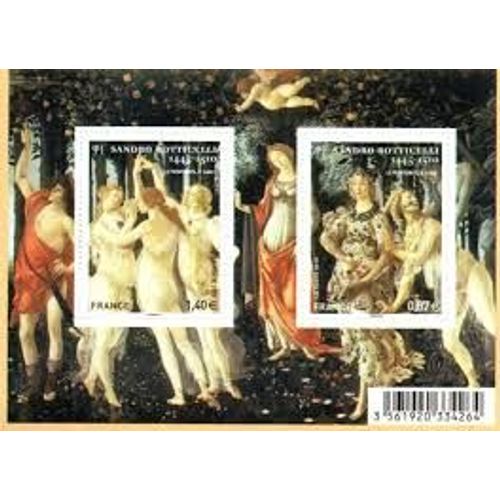 Art : Oeuvres De Sandro Boticelli : "Zéphir Et La Nymphe Cloris" Et "Les Trois Grâces" Feuillet 4518 Année 2010 N° 4518 4519 Yvert Et Tellier Luxe