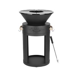 Barbecue plancha brasero a charbon et bois - 49 x 49 x 92 cm - Noir