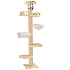 Arbre À Chat, Arbre À Chat Du Sol Au Plafond, Tour À Chat Réglable En Hauteur, Griffoir En Chanvre À 6 Niveaux, Arbre D'activité Pour Chat Très Robuste, Griffoir Pour Chat Intérieur Et Extérieur