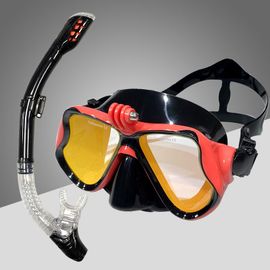 De Plongée Pulmonaire Flottant,Jupe En Silicone À Trois Lentilles,De Plongée Panoramique Entièrement Sec Pour Adulte - Type Red Colorful Gold #A