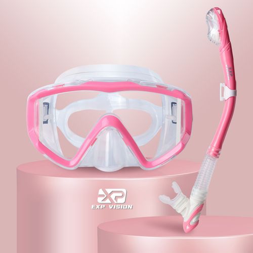 Ensemble De Tuba Sec,De Plongée À 3 Fenêtres Pano,Lunettes Et Tuba De Plongée Sous-Marine Antibuée,De Natation De Plongée En Apnée Pour Adultes Avec Lentille Pc - Type Pink
