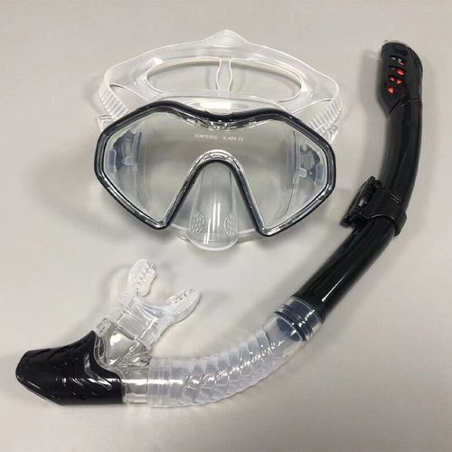 Qyq ¿ De Plongée Professionnel Avec Tuba Et Lunettes,Ensemble De Tubes À Respiration Facile - Type Transparent-Black