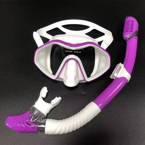 Qyq ¿ De Plongée Professionnel Avec Tuba Et Lunettes,Ensemble De Tubes À Respiration Facile - Type White-Purple #B
