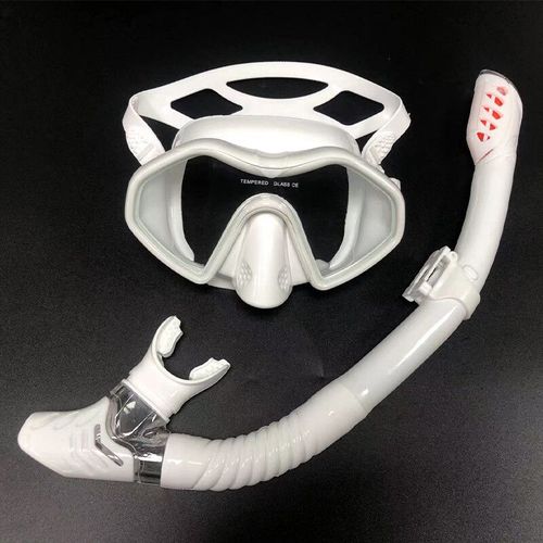 Qyq ¿ De Plongée Professionnel Avec Tuba Et Lunettes,Ensemble De Tubes À Respiration Facile - Type White