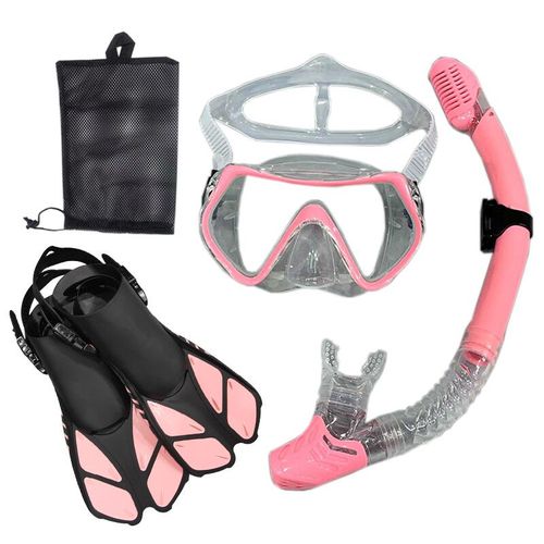 Et Lunettes De Plongée Avec Tuba,Ensemble De Tubes De Natation Pour Adultes,Unisexe - Type Pink Transparent-S/M