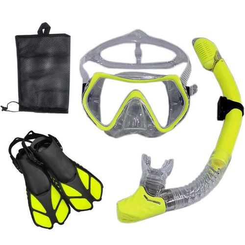 Et Lunettes De Plongée Avec Tuba,Ensemble De Tubes De Natation Pour Adultes,Unisexe - Type Yellow Transparent-L/Xl