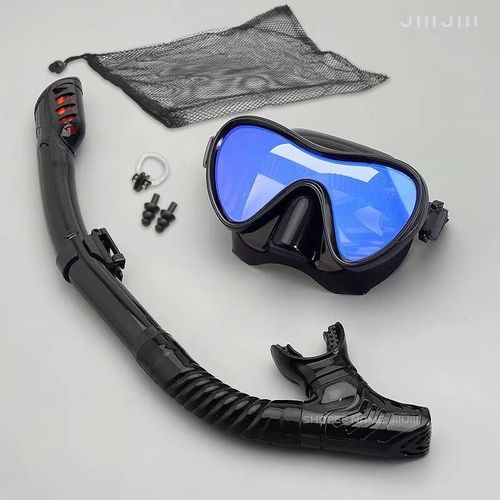 Junhaiins- De Plongée Sous-Marine Professionnel En Silicone,Tube Respiratoire,Anti-Buée,Verre Du Guatemala,Ensemble De Sicike De Natation Pour Les Sports Nautiques - Type Black Blue 4pcs