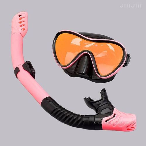 Junhaiins- De Plongée Sous-Marine Professionnel En Silicone,Tube Respiratoire,Anti-Buée,Verre Du Guatemala,Ensemble De Sicike De Natation Pour Les Sports Nautiques - Type Pink Black Gold