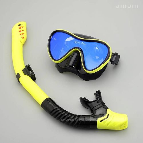 Junhaiins- De Plongée Sous-Marine Professionnel En Silicone,Tube Respiratoire,Anti-Buée,Verre Du Guatemala,Ensemble De Sicike De Natation Pour Les Sports Nautiques - Type Yellow Black Blue