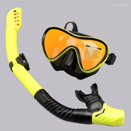 Junhaiins- De Plongée Sous-Marine Professionnel En Silicone,Tube Respiratoire,Anti-Buée,Verre Du Guatemala,Ensemble De Sicike De Natation Pour Les Sports Nautiques - Type Yellow Black Gold