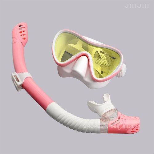 Junhaiins- De Plongée Sous-Marine Professionnel En Silicone,Tube Respiratoire,Anti-Buée,Verre Du Guatemala,Ensemble De Sicike De Natation Pour Les Sports Nautiques - Type Pink White Gold