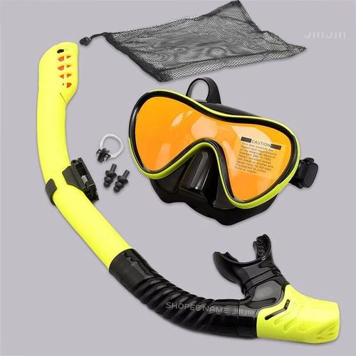 Junhaiins- De Plongée Sous-Marine Professionnel En Silicone,Tube Respiratoire,Anti-Buée,Verre Du Guatemala,Ensemble De Sicike De Natation Pour Les Sports Nautiques - Type Yellow Gold 4pcs