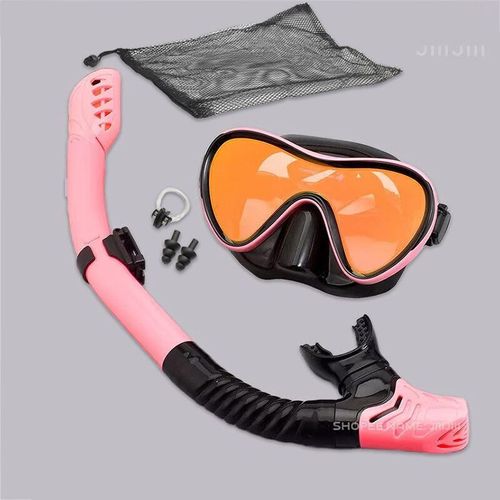 Junhaiins- De Plongée Sous-Marine Professionnel En Silicone,Tube Respiratoire,Anti-Buée,Verre Du Guatemala,Ensemble De Sicike De Natation Pour Les Sports Nautiques - Type Pink Gold 4pcs