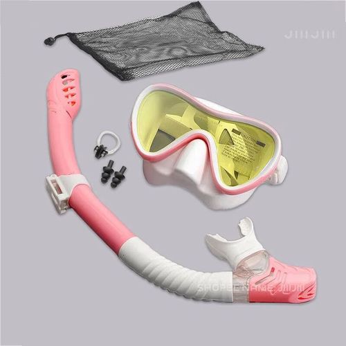 Junhaiins- De Plongée Sous-Marine Professionnel En Silicone,Tube Respiratoire,Anti-Buée,Verre Du Guatemala,Ensemble De Sicike De Natation Pour Les Sports Nautiques - Type Pink W Gold 4pcs