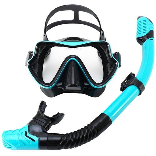 De Plongée Sous-Marine,Ensemble De Tuba En Verre Trempé,Équipement De Plongée Panoramique Professionnel,Kit D'entraînement À La Natation,Pour Adultes Et Jeunes - Type Black-Green