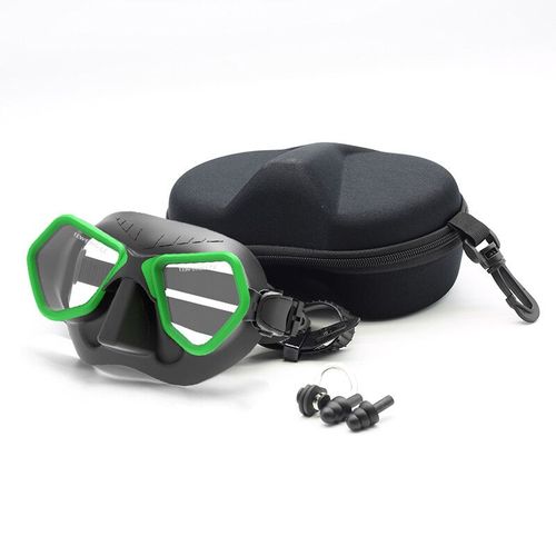 Junhaiins De Plongée À Faible Volume D'apnée Lentille En Verre Trempé Silicone Ensemble De Plongée En Apnée De Plongée - Type Black And Green
