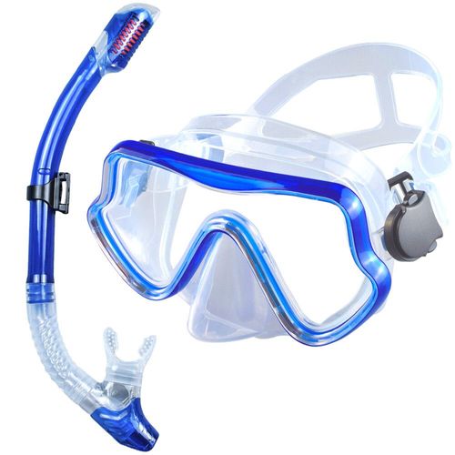 De Plongée Sous-Marine,Ensemble De Tuba Pour Adultes,Verre Trempé,Équipement De Plongée Panoramique Professionnel,Kit D'entraînement À La Natation - Type Blue #A