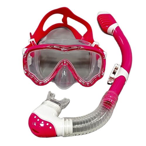 De Plongée Avec Tuba Professionnel Et Lunettes De Plongée,Ensemble De Tubes De Natation,Tuba Pour Enfant Unisexe - Type Rose Red Color