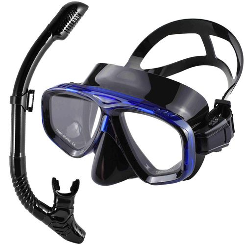 Ensemble De Tuba Sec,De Plongée,Lunettes De Natation Professionnelles,Anti-Fuite,Anti-Buée,Vue Large,Lentilles En Verre Trempé,Pour Adultes Et Jeunes - Type Blackblue #A