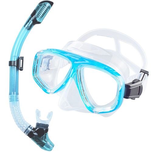 Ensemble De Tuba Sec,De Plongée,Lunettes De Natation Professionnelles,Anti-Fuite,Anti-Buée,Vue Large,Lentilles En Verre Trempé,Pour Adultes Et Jeunes - Type Aquablue