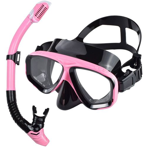 Ensemble De Tuba Sec,De Plongée,Lunettes De Natation Professionnelles,Anti-Fuite,Anti-Buée,Vue Large,Lentilles En Verre Trempé,Pour Adultes Et Jeunes - Type Blackpink #B