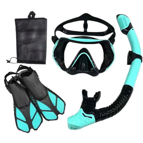 Sicicompetitivity-Ensemble Et Lunettes De Plongée,Tube De Natation,Adulte,Unisexe - Type Lake Blue Black-S/M #B