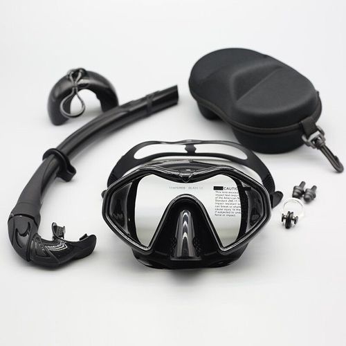 Ensemble De Plongée En Apnée Professionnel En Silicone,Imperméable Et Antibuée,Pour Adultes,Avec Grand Champ,Surface De Plongée,Miroir,Gorge Humide - Type Black Suit
