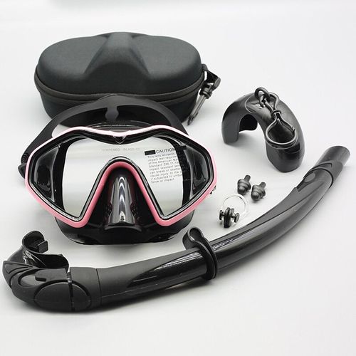 Ensemble De Plongée En Apnée Professionnel En Silicone,Imperméable Et Antibuée,Pour Adultes,Avec Grand Champ,Surface De Plongée,Miroir,Gorge Humide - Type Pink Set