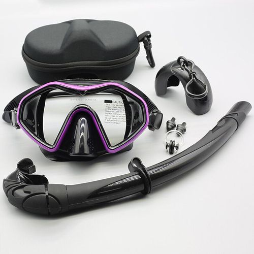 Ensemble De Plongée En Apnée Professionnel En Silicone,Imperméable Et Antibuée,Pour Adultes,Avec Grand Champ,Surface De Plongée,Miroir,Gorge Humide - Type Purple Suit