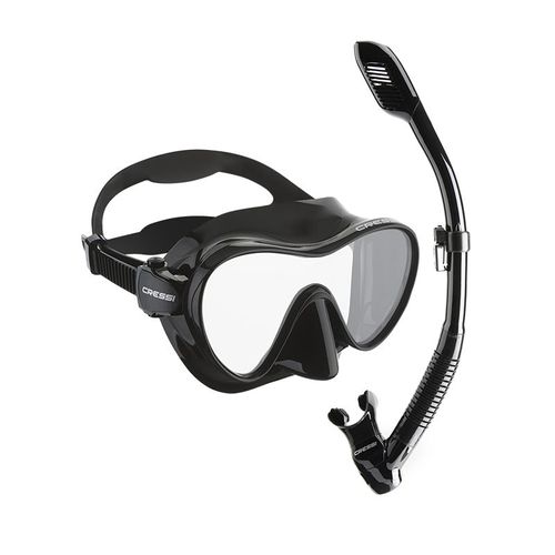 Cressi-Ensemble De De Plongée En Apnée F1 Pour Adultes,Silicone Brillant,Sec,Compétition - Type Black