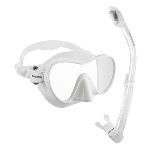 Cressi-Ensemble De De Plongée En Apnée F1 Pour Adultes,Silicone Brillant,Sec,Compétition - Type White