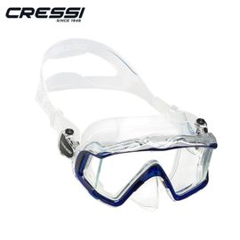 Cressi- De Plongée En Apnée Pour Adultes,Jupe En Silicone À Trois Lentilles,Pano3 - Type Clear Cobalt