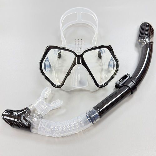 Ensemble De Tuba De Plongée Pour Gopro Caméra De Sport Sous-Marin Anti-Buée Lunettes De Natation Professionnelles Tube De Tuba Sec Pour Adultes - Type Black-Clear