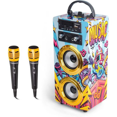 GOTHICANA BY EMPTrendix - Karaoke Enfant Enfant Golden Star | Enceinte Avec Micro Bluetooth | Enceinte Bluetooth Enfant | Karaoké Enfant 2 Microphones | Enceinte Micro Enfant