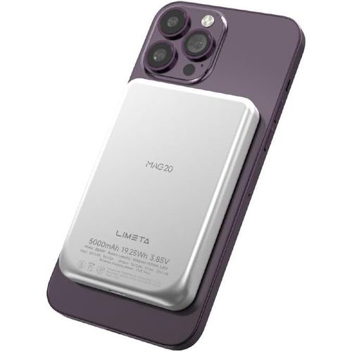 Gothicana By Empeb20w Batterie Externe 5000 Mah : Chargeur Magnétique Sans Fil 18 W Avec Double Usb - C, Son Sonnerie Pour Malvoyants, Compatible Avec Iphone 12-16