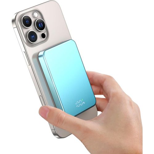 Gothicana By Empchargeur Portable Sans Fil 10 000 Mah 20 W - En Alliage D'aluminium - Petite Batterie Magnétique Usb-C In&out - Chargeur De Téléphone Pour Iphone 16/15/14/13/12 Plus Pro Max - Bleu