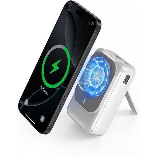 Gothicana By Emppowerbank Magnétique Sans Fil 26800 Mah, Pour Magsafe Avec Câbles Intégrés, 5 Sorties Pd 22,5 W, Charge Rapide, Compatible Avec Iphone 16/15/14/13/12 Plus/Mini/Pro/Pro Max - Blanc