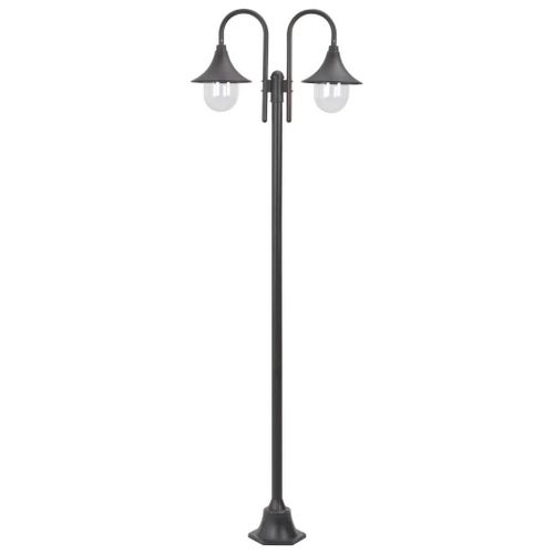 Lampadaire De Jardin E27 220 Cm Aluminium 2 Lanternes Bronze