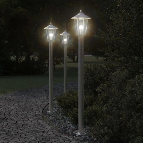 Lampadaire D'extérieur Argenté 120 Cm Acier Inoxydable