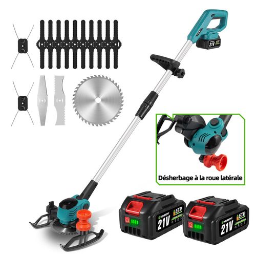 Coupe-bordures 15 cm sans fil avec 2 batteries 21V et 15 accessoires