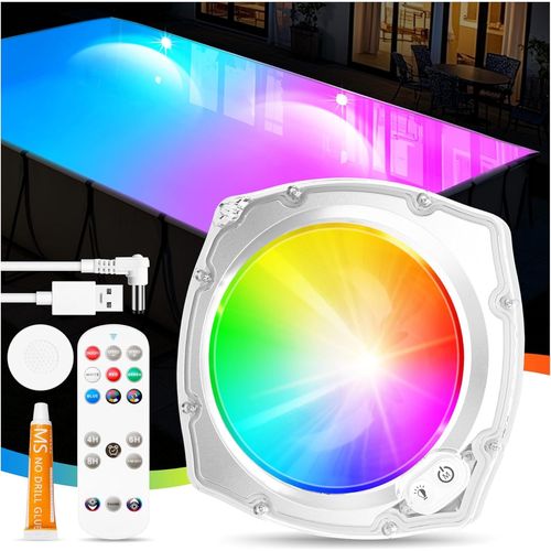 DeeprBetter Lumiere Piscine Hors Sol avec Télécommande, Rechargeable LED Lumiere Piscine Sous l'Eau avec 9 Modes Eclairage Piscine, IP68 Etanche Lumiere Piscine Sans Fil Lampe Piscine pour Spa Bain