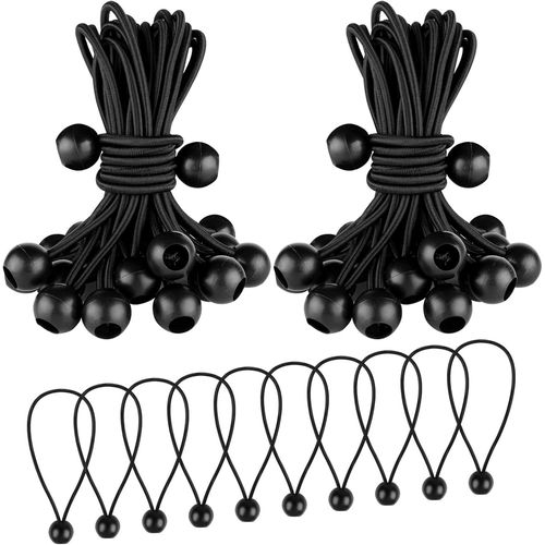 60pcs Tendeur Elastique avec Boule - Tendeur Bache pour Bannière, Pavillon,Camping, Tente, Rideaux Harnais d’Extension