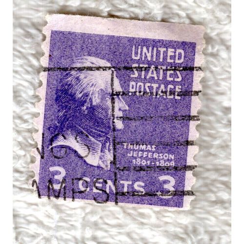 Timbre U S A, Thomas Jefferson, United States Postage, 3 Cents, Oblitéré