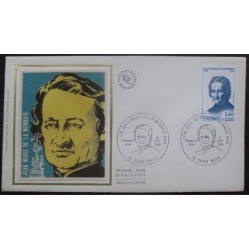 France Fdc Jean-Marie De La Mennais 06-09-80 Saint Malo