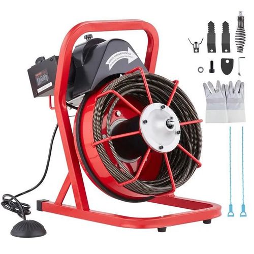 Machine de Déboucheur Canalisation-VEVOR-75FT x 3/8 Pouces-Tarière d'égout à Alimentation Manuelle-pour Tuyaux de 2" à 4