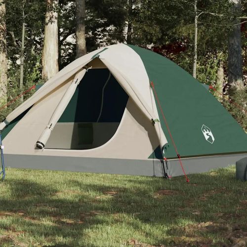 Tente De Camping À Dôme 3 Personne Vert Imperméable