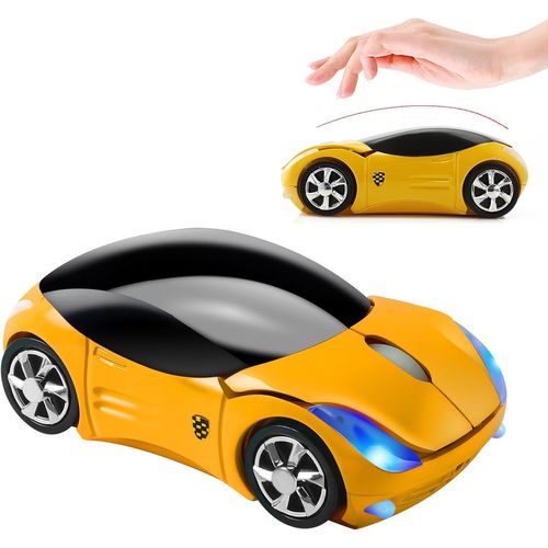 Souris Ordinateur Sans Fil En Forme De Voiture De Sport, Optique Souris Sans Fil 2,4G Avec Récepteur Usb, 1600Dpi,Pc Souris Ergonomique Portable Cadeaux D'Anniversaire Pour Enfants Et Adult(Vert)