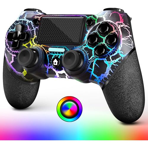 Gothicana By Empoled Manette Sans Fil Pour Ps4, Black Crack Custom Design Avec Lumière Rvb, Batterie 1000 Mah, Prise Audio 3,5 Mm Et Fonction Turbo, Contrôleur Pour Ps4/Slim/Pro Et Pc Windows