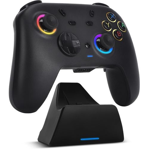 Gothicana By Empmanette Pc Sans Fil Avec Station De Charge, Manette Switch Avec Hall Effect Joystick/Trigger(No Drift), Lumière Rgb, Bouton Macro, Pro Controller Gamer Pour Switch/Oled/Lite/Pc Window
